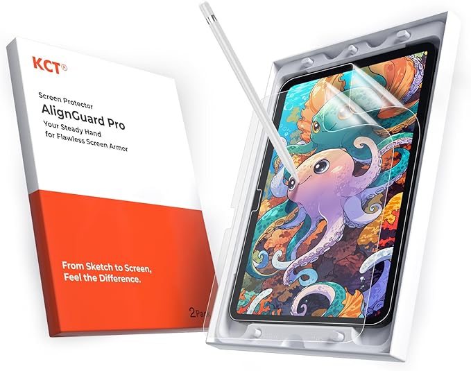 KCT 2 Pack Paperfeel Screen Protector for iPad 11th A16 2025 (11 inch) / iPad 10th Generation 2022 (10.9 inch) AlignGuard Pro EZ Install, Write as Real Paper, High Sensitivity, Anti Glare