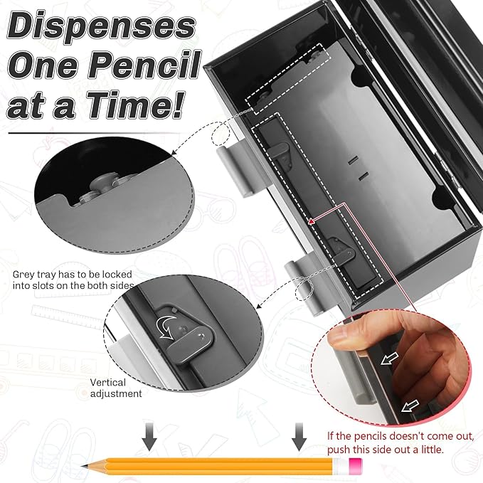 Stainless Steel Pencil Dispenser/Pen Holder for Classroom Home Restaurant for Bulk Pencils Storage/Unwrapped Drinking Straws Storage (Black)