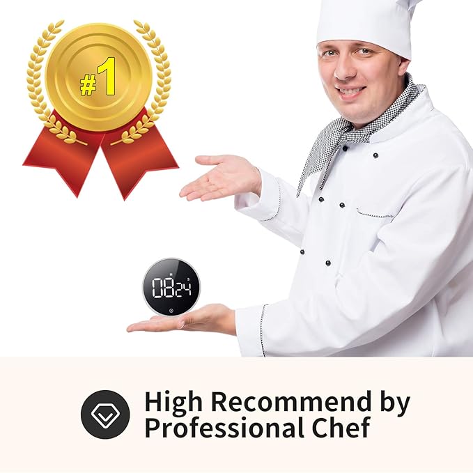 VOCOO Digital Kitchen Timer - Magnetic Countdown Countup Timer with Large LED Display Volume Adjustable, Easy for Cooking and for Seniors and Kids to Use (White)