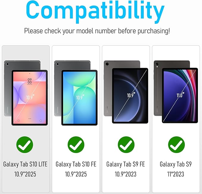 Case for Galaxy Tab S10 Lite &S10 FE S9 FE 10.9"/S9 11 Inch: TPU Cover for Samstng Tablet S10 FE/ 2025/ S9 FE & S9 2023 5G with Screen Protector- Stand- Handle-Shoulder Strap-S-Pen Holder-Blue