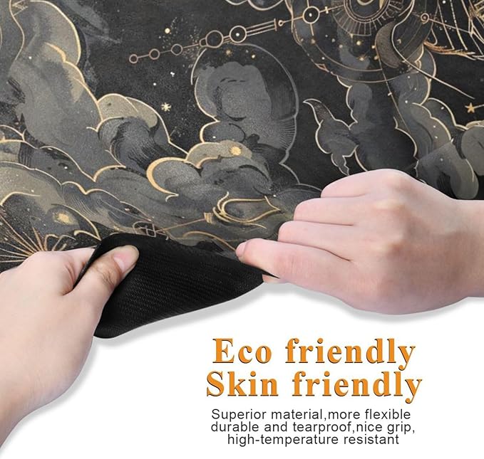 Astrological Pattern Yoga Mat, 71 x 26 Inch Non-slip Yoga Mats Folding Travel Exercise Mat Indoor Outdoor Gym Pilates with Storage Bag for Women Men
