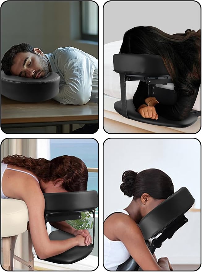 TOROKOM Adjustable Headrest Face Pillow Cradle & Face Cushion Support Bracket, Headrest Face Cushion Face Pillow, Salon Home Mattress Massage Kit (Black)