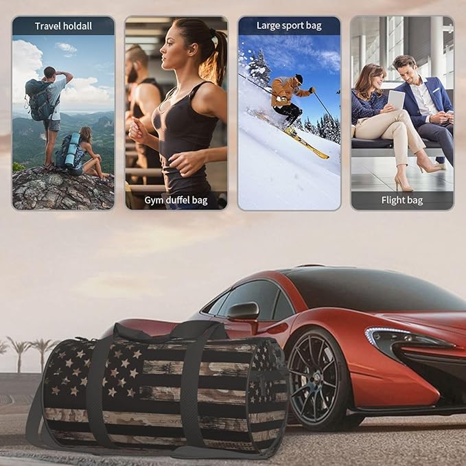 Desert Camo Camouflage Army American Flag Tactical Foldable Duffle Bag For Women - Workout Bag For Gym Men - Boy Gym Bag - Girls Small Weekender Duffel Bag - Packable Luggage Bag For Travel Sports