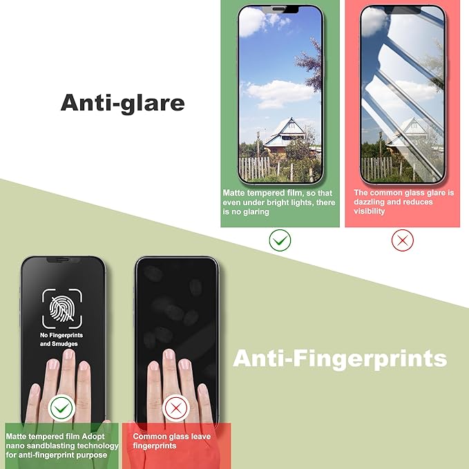 (2-Pack Anti Blue Light Matte Screen Protector for iPhone 11 Pro Max/XS Max (6.5-Inch),9H Tempered Glass,Anti-Glare,Full Coverage,Anti-Fingerprint,Auto Dust Removal,Bubble-Free