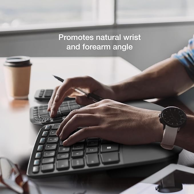 Incase Sculpt Ergonomic Keyboard – Designed by Microsoft – Split Keyset Design, Palm Rest, Contoured Layout, One-Touch Windows Button, AES 128-Bit Encryption, Includes Separate Number Pad – Black