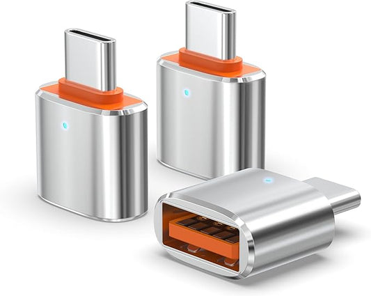 3 Pack Upgraded USB C to USB Adapter, High-speed data Transfer, USB C Male to USB 3.0 Female OTG Adapter for iPhone 16 15, Mac, iPad, Samsung Galaxy S24-S25, Notebook, and More Type C Devices