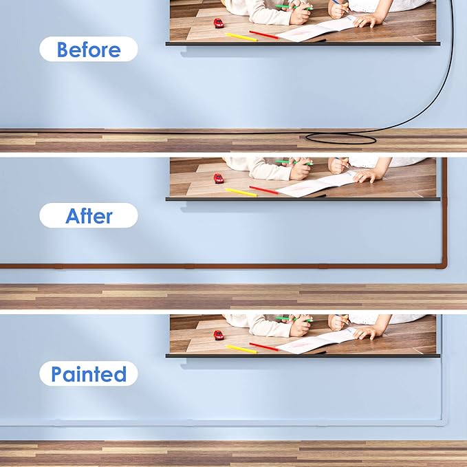 Yecaye Brown Cord Hider, One-Cord Channel Cord Cover on Wall, Cable Management Kit, Wire Covers for Cords, Cable Raceway,W0.59in H0.4in, Brown