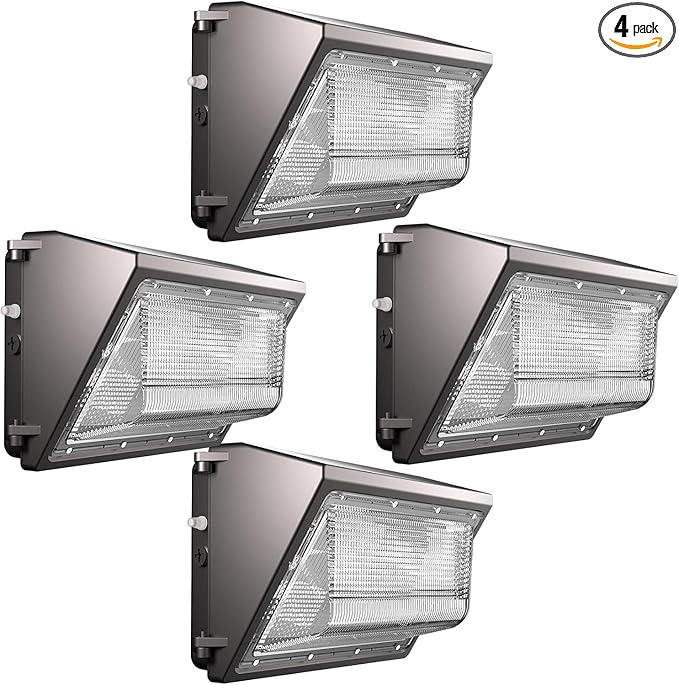Lightdot 4Pack 200W LED Wall Pack Lights, 100-277v Dusk to Dawn with Photocell | 30000Lm(150Lm/W) 5000K IP65 Outdoor Exterior Lighting Fixture, Energy Saving|5-Yrs Warranty, ETL(Height:15~30ft)