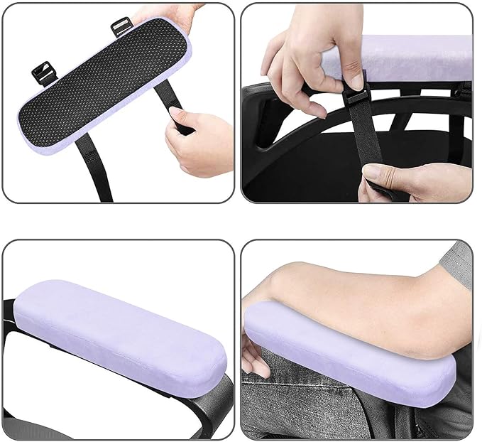 MOSISO Chair Armrest Pads (2 Pack), Memory Foam Home/Office Chair Arm Rest Covers Comfy Computer Gaming Elbow Cushion Removable Washable Elbow Support Forearm Pressure Relief, Purple