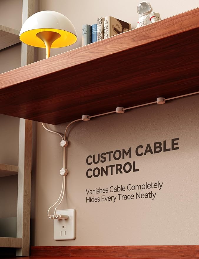 8-Pack Cord Organizer Silicone Magnetic Cable Clips [8 mm Wider Cable Accessible] Desk Wire Management, FLYLEAD Desktop Cord Holder for Nightstand, Office Workspaces Desk Organization Home Accessories