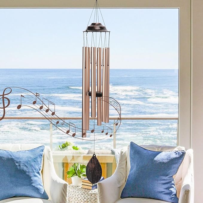 MUMTOP Wind Chimes for Outside - Deep Tone Memorial Sympathy Wind Chimes Outdoor, 38.5 Inch Windchimes Clearance for Garden, Patio,Yard Decor Gift (Golden)