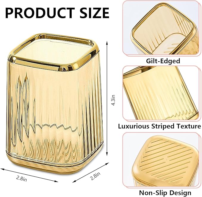 Pen Holder for Desk, Makeup Brushes Cup, Pencil Organizer, Pen Cup Pencil Caddy for Office Home Art Supply (Amber Color)