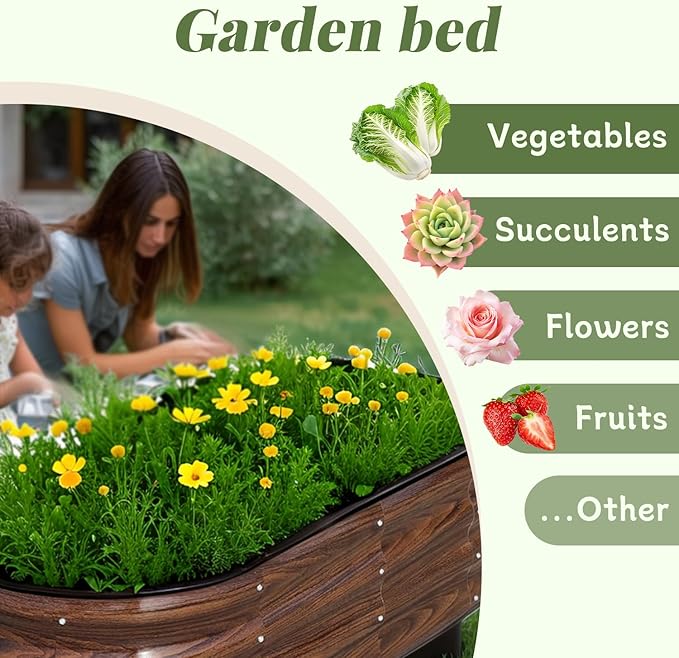Raised Garden Bed, Raised Beds for Gardening Outdoor for Vegetables and Flowers Ground Planter Box, Galvanized Metal Planter Grow Garden Box，4x2x1ft
