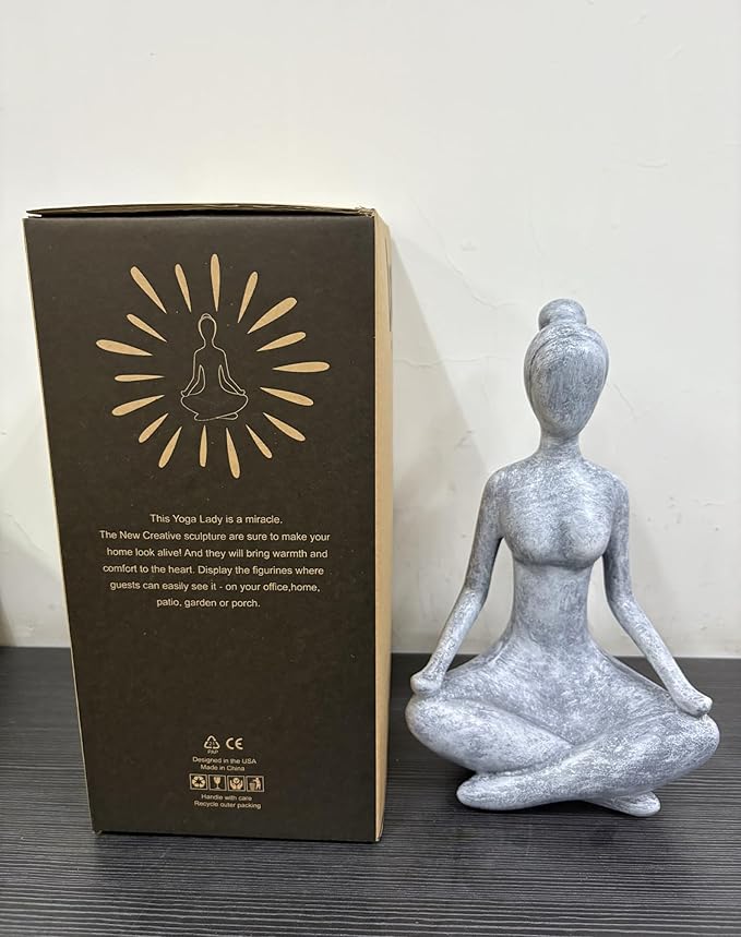 Goodeco Zen Lady Garden Outdoor Statue - Resin Collectible Figurines for Home Decor Accents & Shelf Decoration, Great Gift Ideas, 11.4 Inches (Grey)