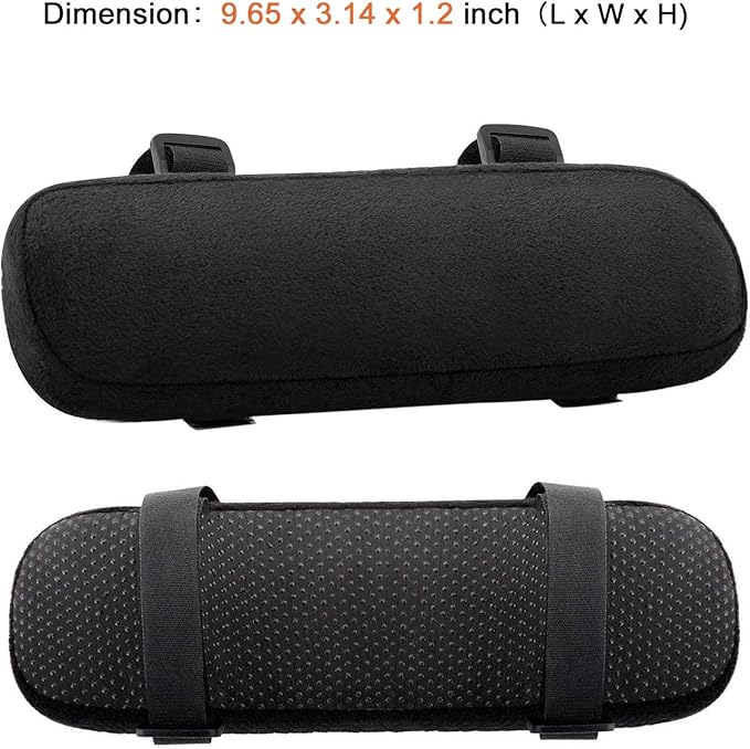 MOSISO Chair Armrest Pads (2 Pack), Memory Foam Home/Office Chair Arm Rest Covers Comfy Computer Gaming Elbow Cushion Removable Washable Elbow Support Forearm Pressure Relief, Black