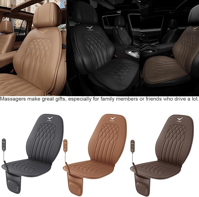 Laxon Vehicle Seat Air Massage Cover. Tailored for Long-Distance Drivers with Long Driving.11 Air Cells Dynamic Work 3 Massage Mode for Back & Hip. Relax Muscles While Driving (Brown)