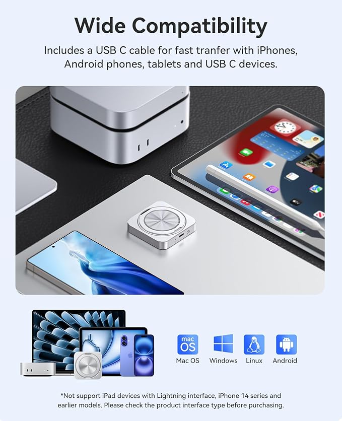 ORICO 512GB Magnetic External SSD with Kickstand, Up to 2000MB/s, 4K ProRes HDR Record and Store, Aluminum Alloy, MagSafe Portable SSD for iPhone 16 Pro Max, Tablet, Computer - CZ20PLUS