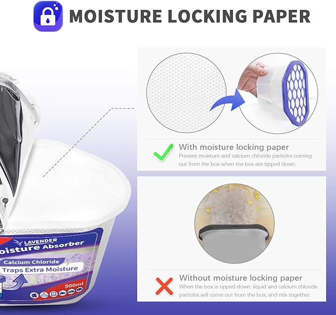 Vacplus Moisture Absorbers 12 Pack, 10.5 Oz, Humidity Absorber Boxes Attracts Extra Moisture from Your Bathroom, Closet, Kitchen, Dehumidifier for Closet (Lavender Scent),Purple