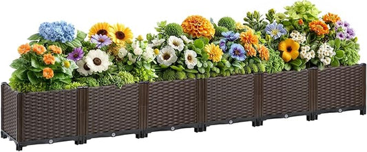 TooCust Large Rectangular Garden Planter - Self Watering Raised Bed 95" L x 16" W x 15" H for Outdoor Plants, Deep Elevated Planter Box for Vegetables, Flowers, Herbs