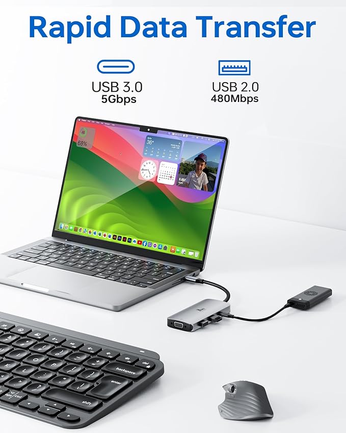 USB C Docking Station Dual Monitor, LIONWEI Laptop Docking Station with Dual 4K HDMI, VGA, 100W PD, 3 USB, USB C Hub Multiport Adapter for Dell, Lenovo, HP, Surface