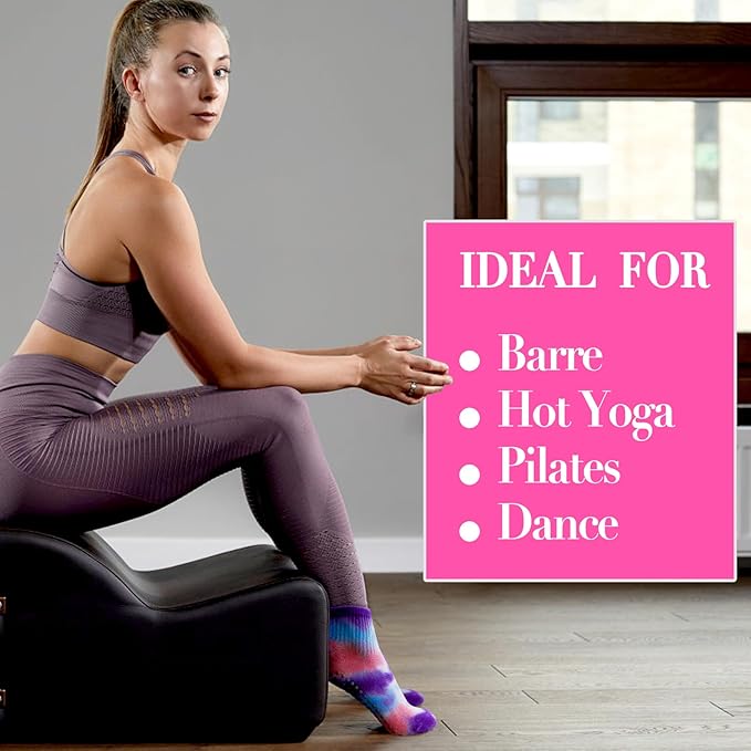 Non-Slip Pilates Yoga Socks with Grips for Women - Stylish Crew Socks for Barre, Ballet, and Workout (Size 5-9)