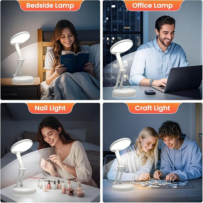 One Fire Cordless Desk Lamp,Dimmable Small Battery Powered Lights,3600mAh Rechargeable Wireless Table Lamp,Mini Lamp&Portable Light for Bed,Book Reading,Home for Small Spaces,Nail Light,Craft,Office