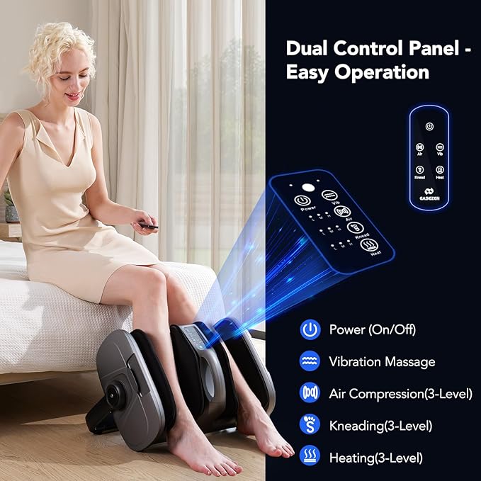 Foot Massager with Heat & Vibration, Shiatsu Foot Massager Machine for Pain Relief, Deep Tissue Kneading, Adjustable Vibration &Pressure -Massage Feet, Leg, Calf, Ankle, Gifts for Dad Mom