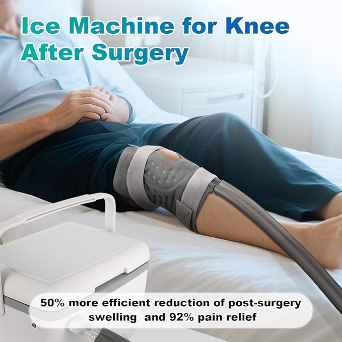 Ice Therapy Machine for Knee After Surgery, Cold Therapy Machine with 6 Timer Modes, 12H Cooling, Leak-Proof Design, Skin-Friendly Ice Pad,Cryotherapy Machine for Injury Relief