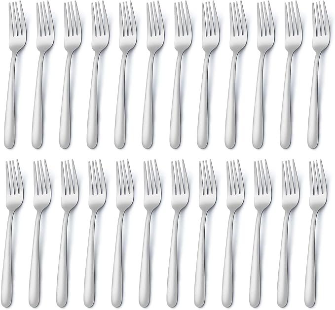 Pleafind 24-Pcs Dinner Forks, 7.1 Inch Forks Silverware, Silverware Forks, Stainless Steel Forks, Mirror Polished Forks Silverware Set, Forks Use for Home, Kitchen or Restaurant, Dishwasher Safe