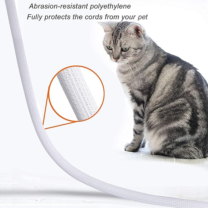 CrocSee 10ft - 3/8 inch Braided Cable Management Sleeve Cord Protector - Self-Wrapping Split Wire Loom for TV/Computer/Home Theater/Engine Bay - White