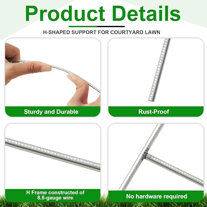 Tandefio 100 Pcs Yard Sign Stakes Metal 15"x10" H Frame Wire Yard Stakes Use with Corrugated Sign Metal Holder for Advertising Party Decorations Outdoor Lawn Garden Garage House