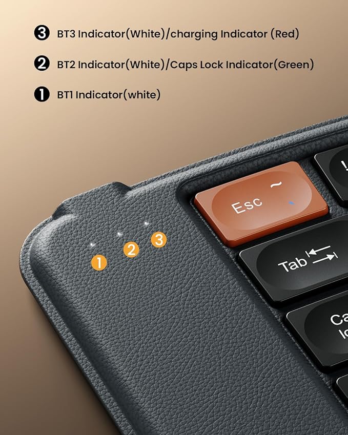 ProtoArc Ergonomic Foldable Keyboard, XK03 Split Folding Bluetooth Keyboard, Ultra Slim, Portable, for iPad, iPhone, Tablet, Laptop, PC - Gray