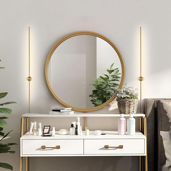 Dimmable Plug in Wall Sconce Set of 2, Gold 39.37" LED Wall Light with Remote, Adjustable Color Temperature Brightness Wall lamp with Timer for Living Room,Bedroom and Accent Lighting