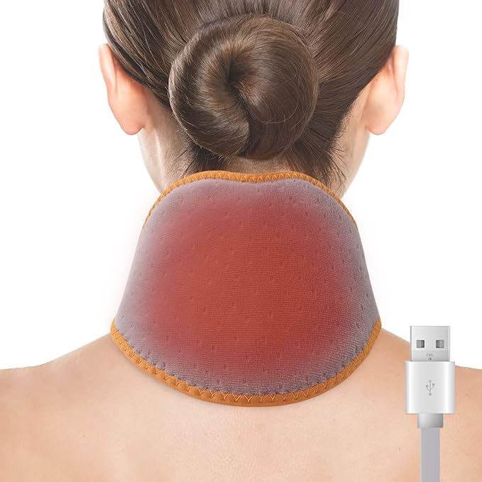 USB Neck Heating Pad for Car Travel Heated Neck Wraps Pain Relief Warm Hot Compress Electric Neck Heat Pad for Soreness Stiffness Cervical Spondylosis Adjustable Temperature Auto Shut Off