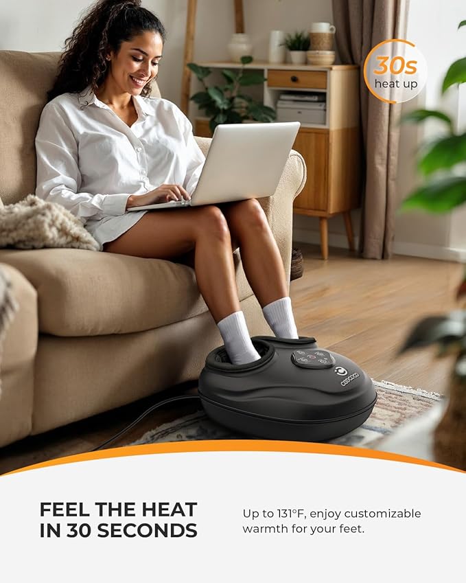 Upgraded Foot Massager with Heat, FSA Eligible Shiatsu Feet Massager for Plantar Fasciitis, Foot Warmer with Kneading, Rolling, Compression, Gifts for Women Men Mom Dad
