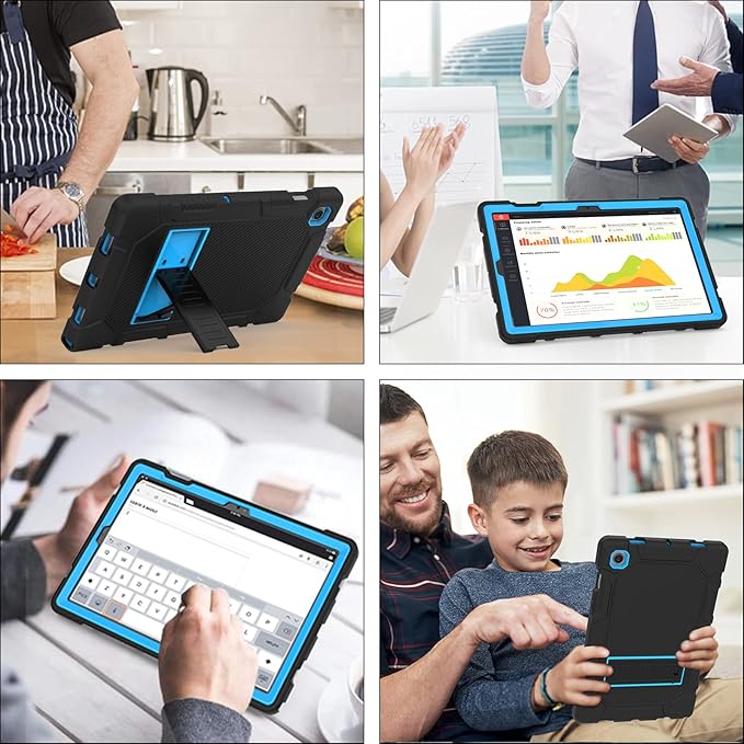 Rantice Galaxy Tab A8 Case with Kickstand, Hybrid Shockproof Rugged Cover for Samsung A8 Tablet, 10.5 Inch (SM-X200/X205/X207), Black+Blue