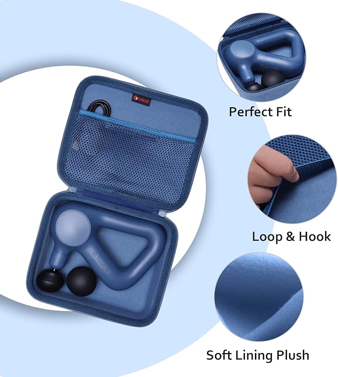 XANAD Massage Gun Case Compatible with TheraGun Relief Handheld Percussion Massage Gun,Massage Neck/Back/Leg/Shoulder,Blue-Inside: 8.3"x6.9"x2.4"(Case Only)