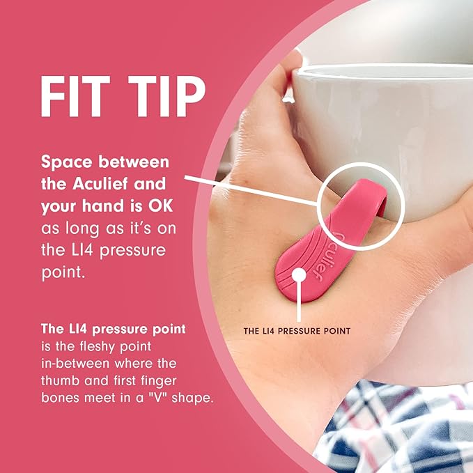 Aculief Acupressure Tension Clip - Discreet Portable Wearable & Nurse Essentials - On-the-Go Stress Management - Regular, Pink