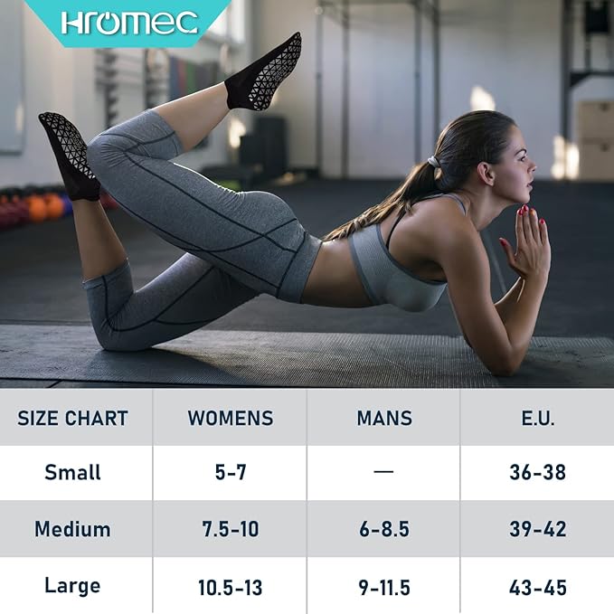 Non Slip Yoga Socks with Grips for Pilates, Ballet, Barre, Barefoot, Hospital Anti Skid Socks for Women and Men