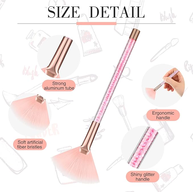 9 Pieces Facial Fan Mask Brushes, Soft Facial Applicator Brushes Tools for Peel Glycolic Makeup for Mud Cream(Pink)