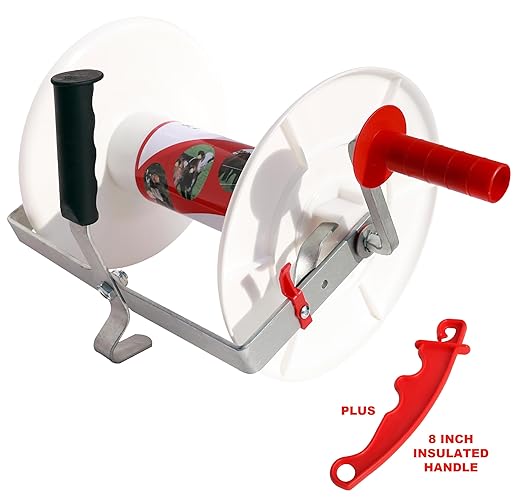1 Pack Geared Electric Fencing Maxi Reel for Your Electric Fence Plus 1 Free 8 inch Insulgrip