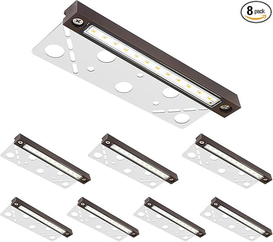 GKOLED 8 Pack 6.8 Inches LED Hardscape Lights, Low Voltage Retaining Wall Light Waterproof, 12V AC/DC Landscape Lighting, 1.5W 2700K, Classic Step Lights Outdoor, Die-cast Aluminum Housing