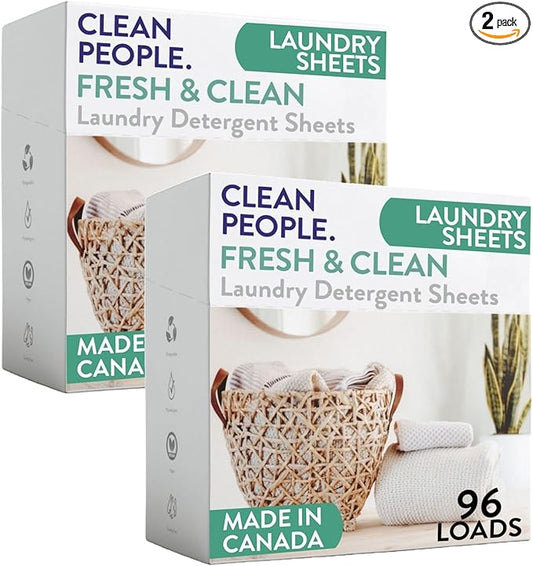 The Clean People Laundry Detergent Sheets - Laundry Soap - Ultra Concentrated, Recyclable Packaging, Stain Fighting - Fresh Scent, 192 Pack