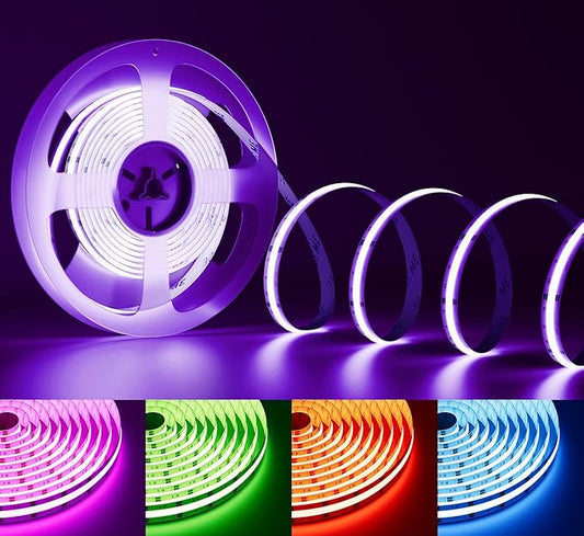 PAUTIX RGB COB LED Strip Light 32.8ft/10m,UL Listed 24V Color Changing Light Strips with 840LEDs/m Multicolor Flexible Tape Lights for TV,Room,Bedroom,Party DIY Decoration(Power Supply Not Included)