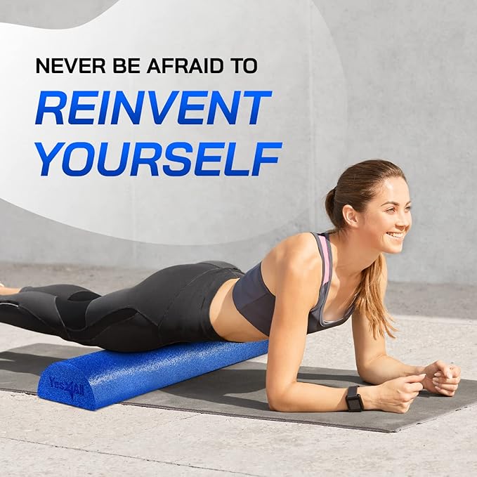 Yes4All Medium Firm Half Foam Rollers for Post-Workout Relaxation, 12/18/24/36 inch PE Foam Roll for Back Massage & Yoga Exercise