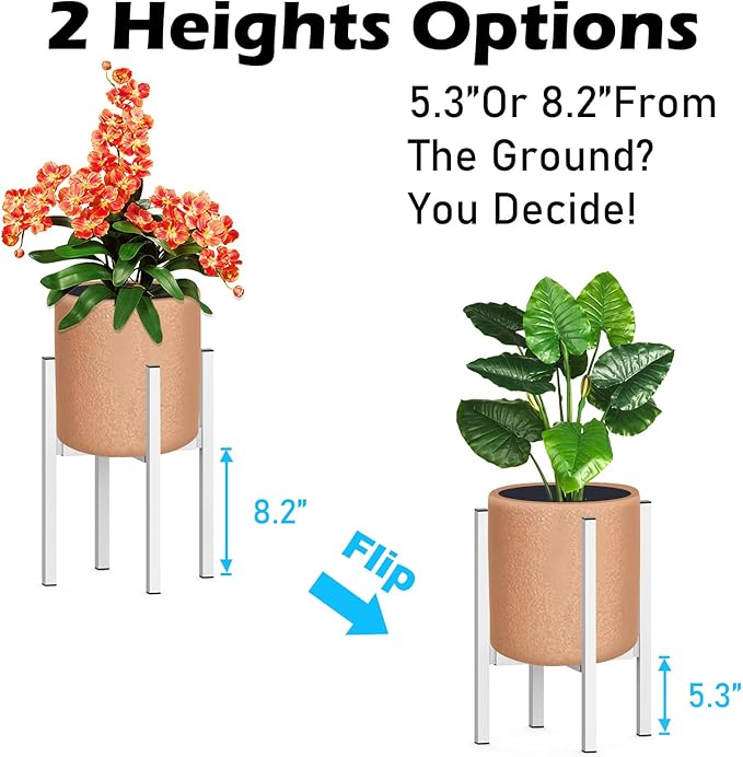 Heavy Plant Stand for 10"-16" Plant Pot Indoor Outdoor Corner, Adjustable Metal Heavy Duty for Large Pot (White 1 Pack)