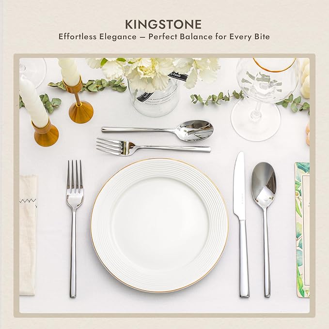 KINGSTONE Dinner Forks Set, 12-Piece Silverware Flatware Cutlery Dessert Forks (8.3-Inch), Forged Food-Grade Stainless Steel, Mirror Finish & Dishwasher Safe, Use for Kitchen, Home, Wedding, Party