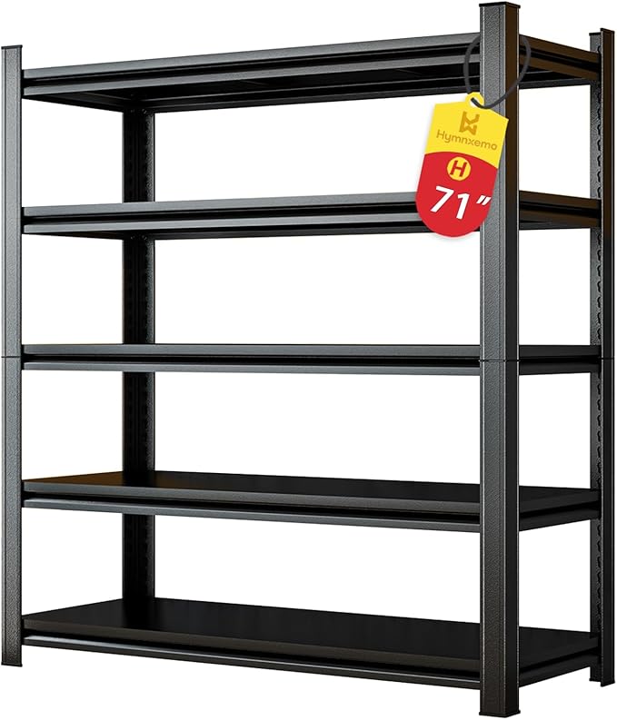 Heavy Duty 4-Tier Steel Shelving Unit, 2000LB Capacity Adjustable Storage Rack for Garage, Warehouse & Basement, Easy Tool-Free Assembly (Black, 45.3''W×15.7''D×71''H)