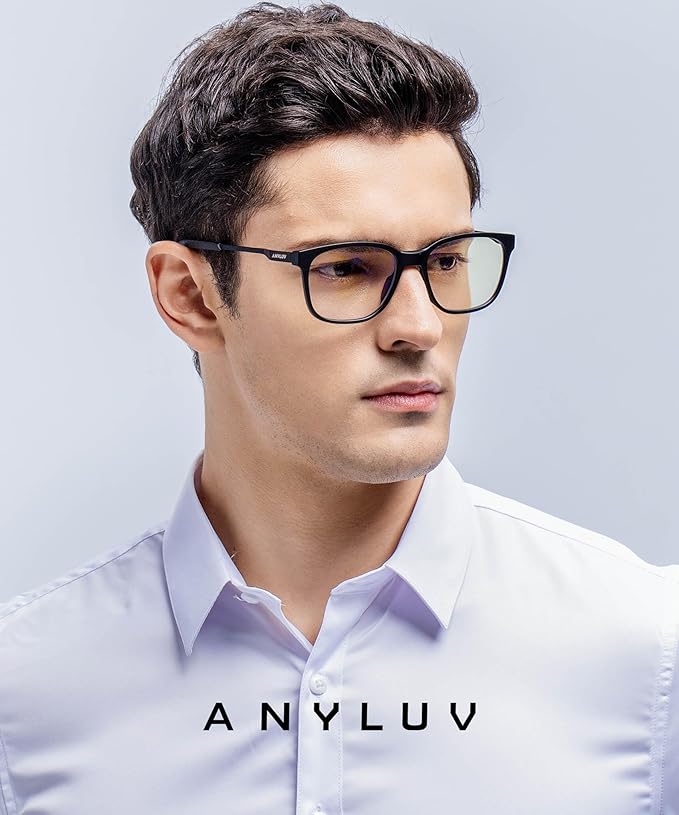 ANYLUV Blue Light Glasses for Men, Computer Gaming Glasses men, Stylish Anti Eyestrain Blue Light Blocking Glasses Men