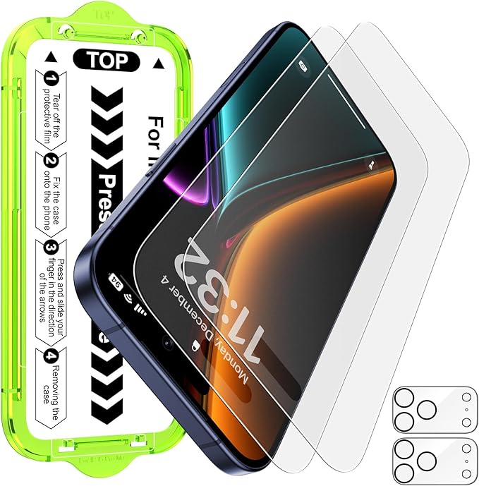 Esanik 2+2 Pack for iPhone 17 Pro Max Matte Glass Screen Protector Auto-alignment Anti-Glare & Anti-Fingerprint,Anti-Reflection,Bubble Free, Smooth as Silk, 9H Glass Screen Cover